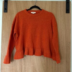 THML wool blend ruffle flare orange sweater size M